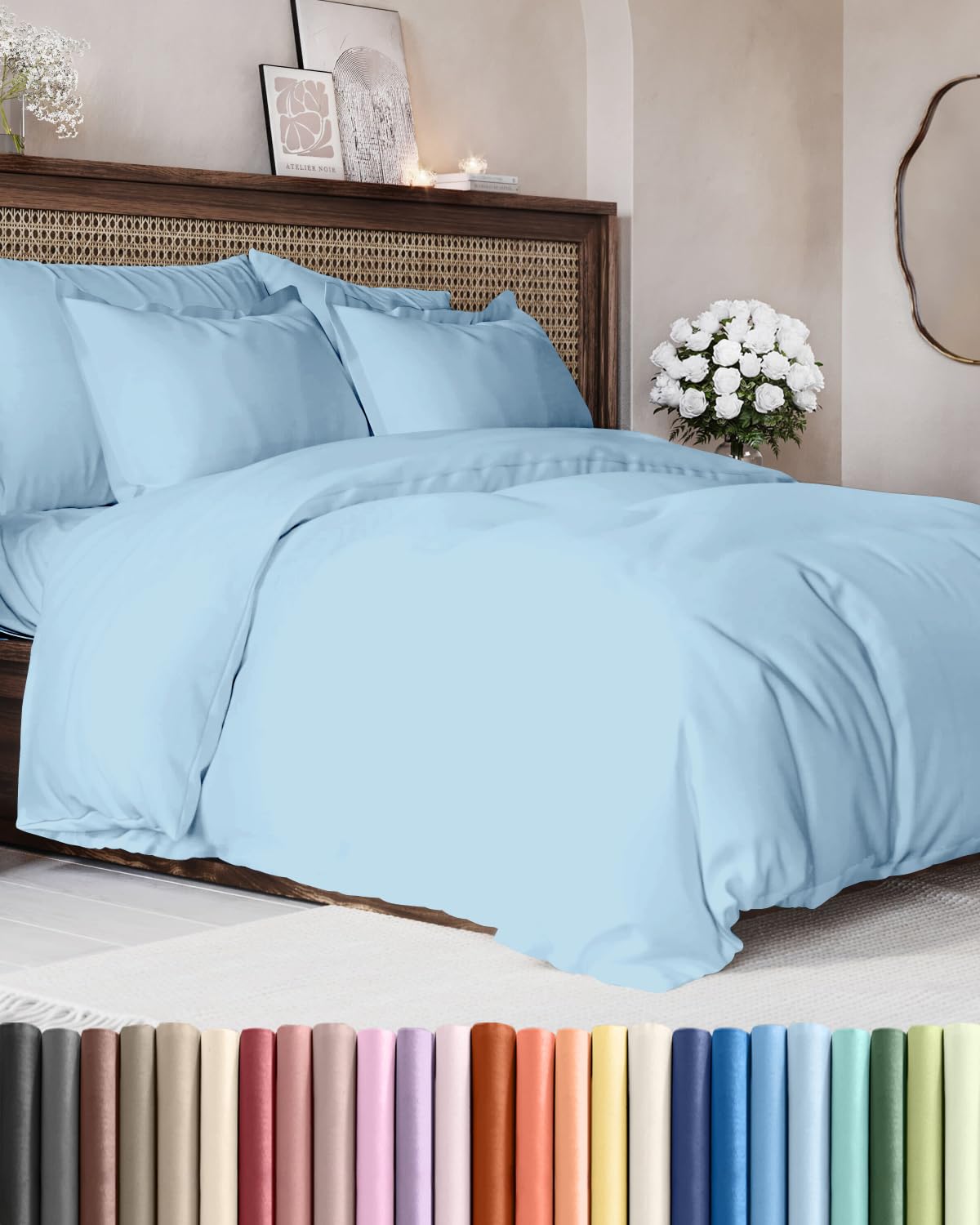 Duvet Cover King Size - Extra Soft 3 Piece with Zipper Closure - White