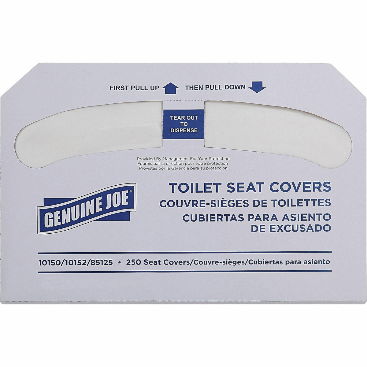 Genuine Joe Toilet Seat Covers, Half-Fold, White, 250/Pack, 4 Count