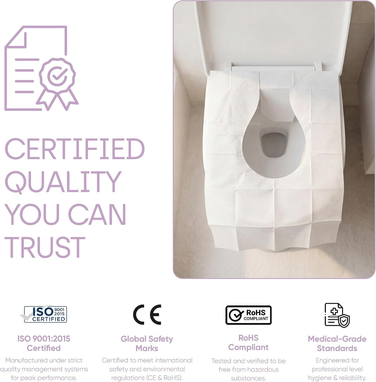 Toilet Seat Covers Disposable Flushable 25 Pack - Extra Large (16.5 x 22”) - Thick Individually Wrapped Toilet Seat Cover for Travel & Public Bathroom - Premium Quality, Convenient and Hygienic