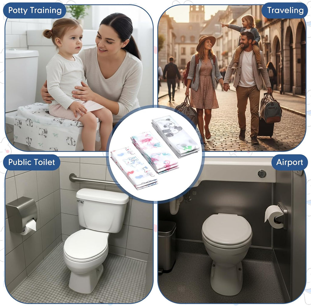 Dunzoom 100 Pack Disposable Toilet Seat Covers, Cute Animal Waterproof