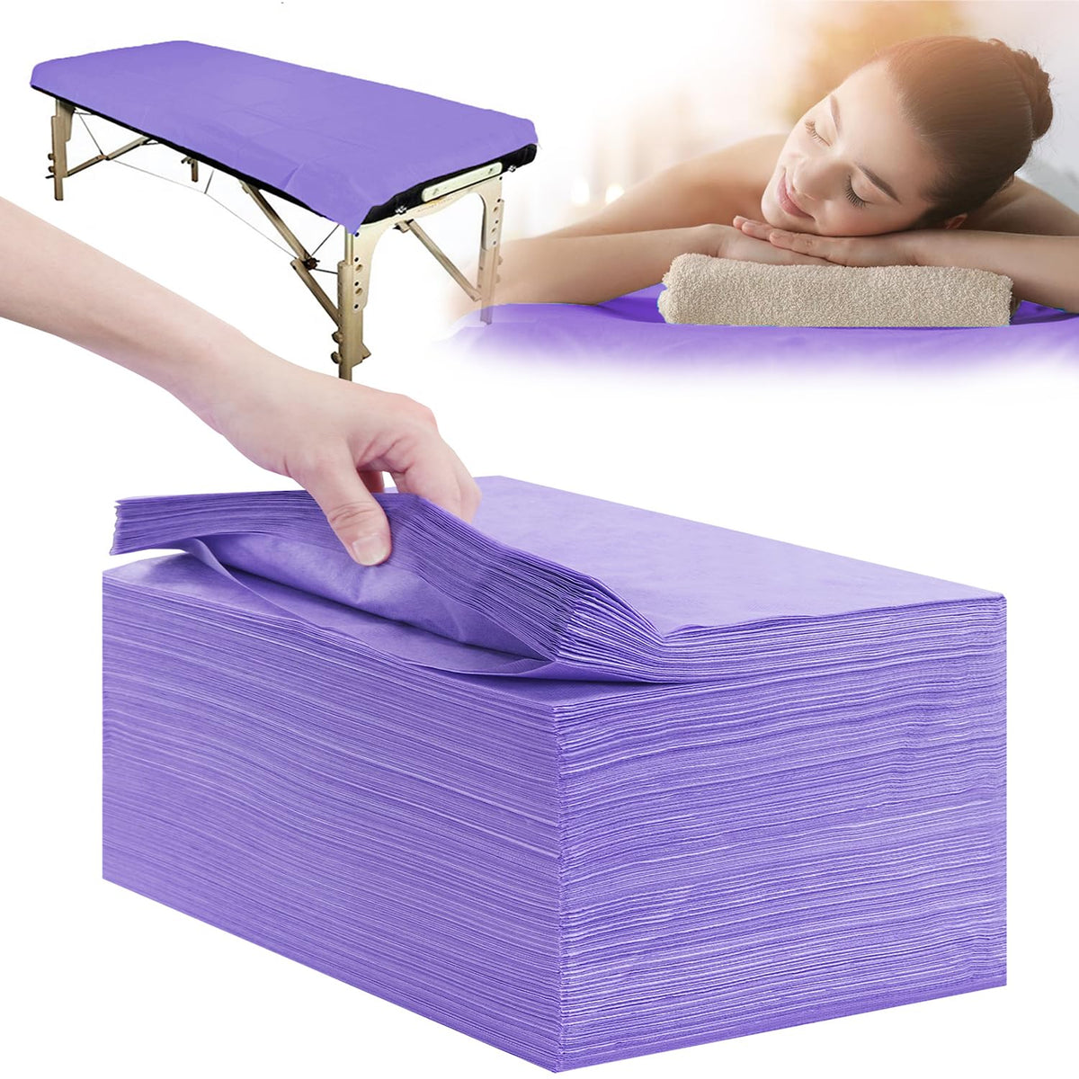 Disposable Bed Sheets 200 Pcs 31" x 71" Massage Table Sheets Non Woven Fabric SPA Bed Cover Breathable for Massage Beauty Tattoos(White)