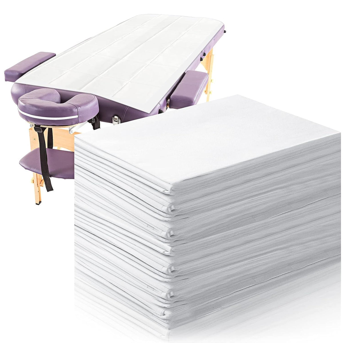 Tatuo 50 Pieces 31 x 70 Inches Disposable Bed Sheets Waterproof,White
