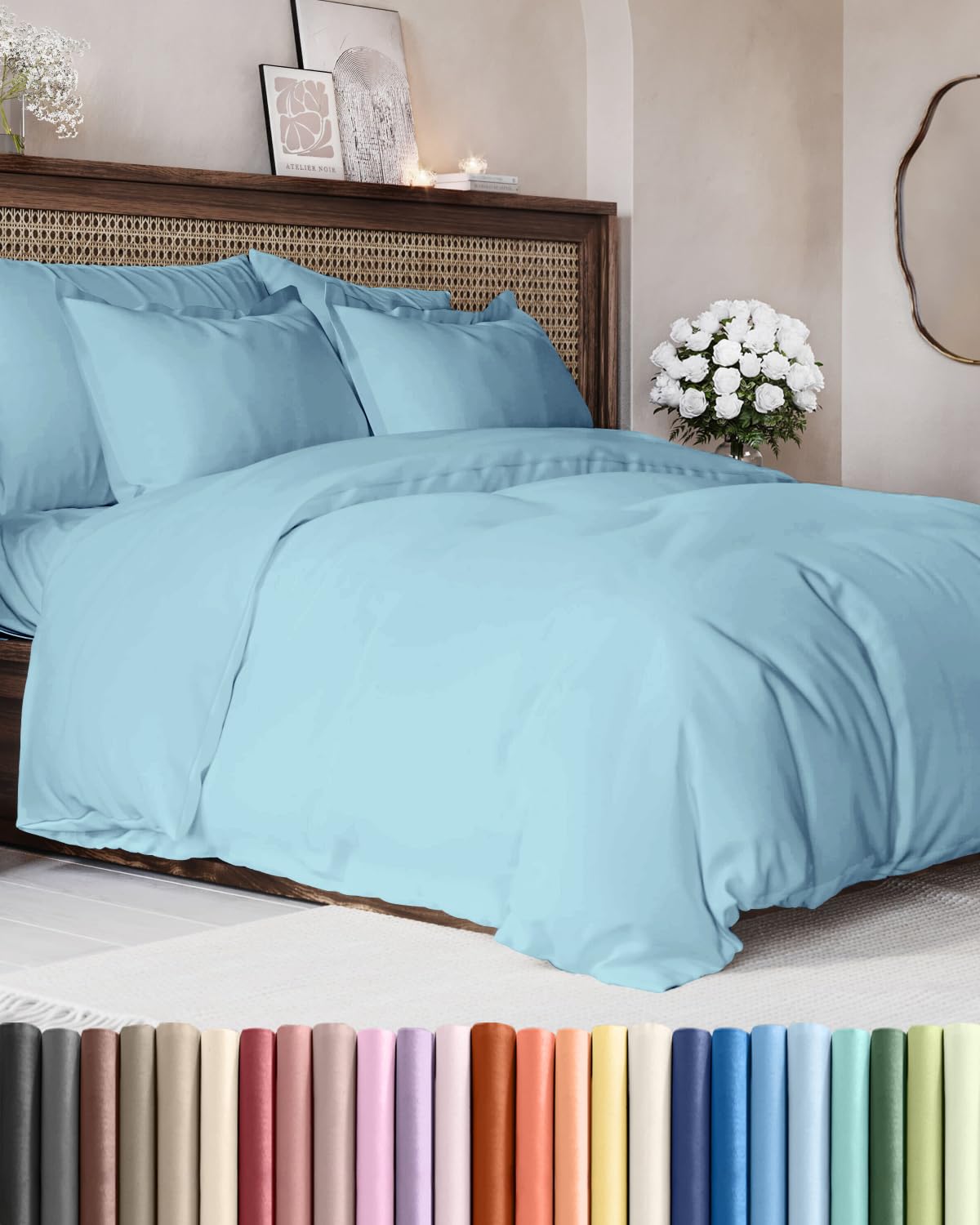 Duvet Cover King Size - Extra Soft 3 Piece with Zipper Closure - White