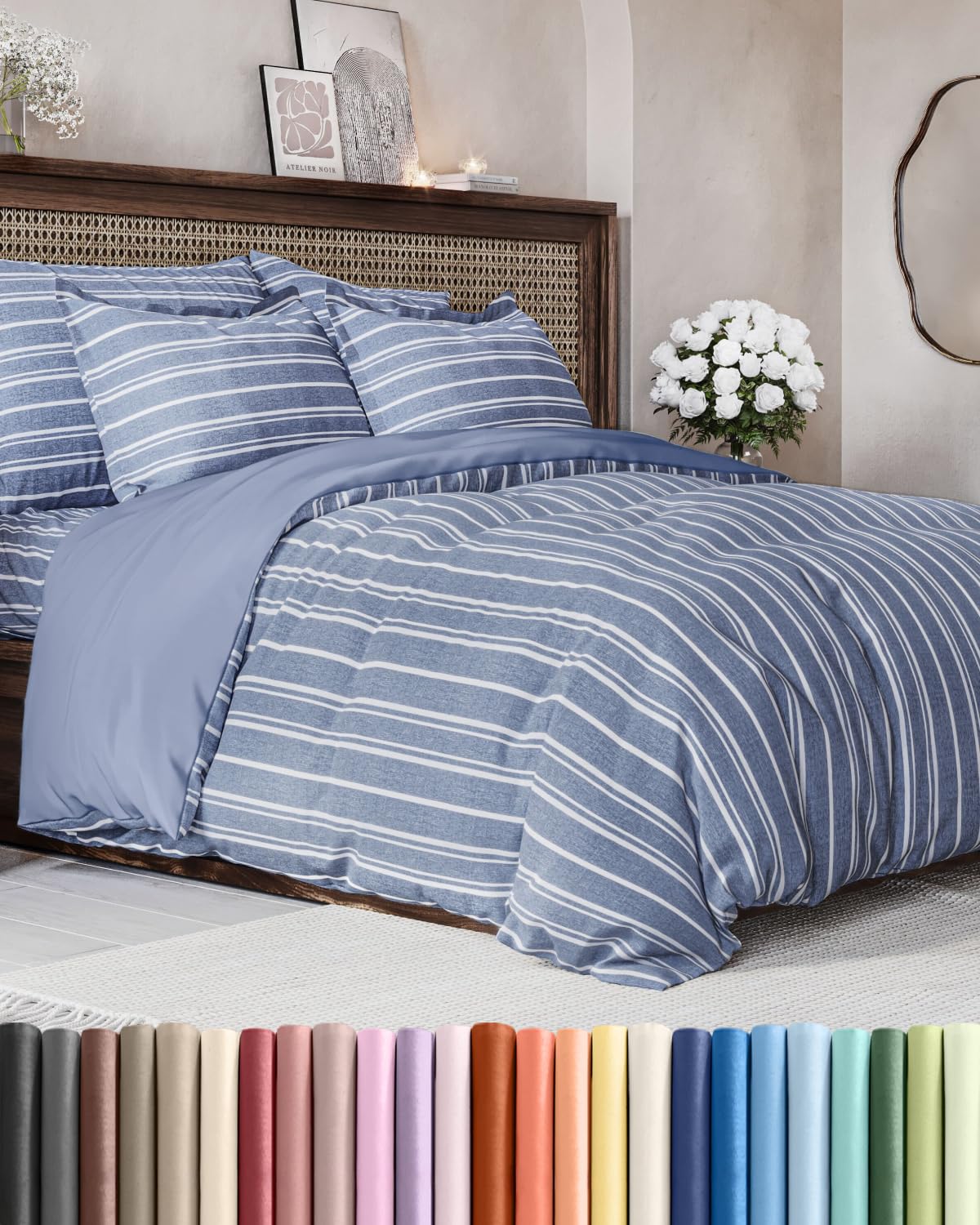 Duvet Cover King Size - Extra Soft 3 Piece with Zipper Closure - White