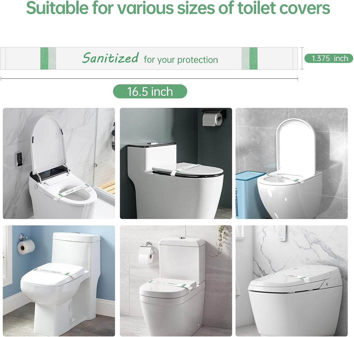 Germiwipe Printed Toilet Seat Bands, Paper, (Case of 500) Green