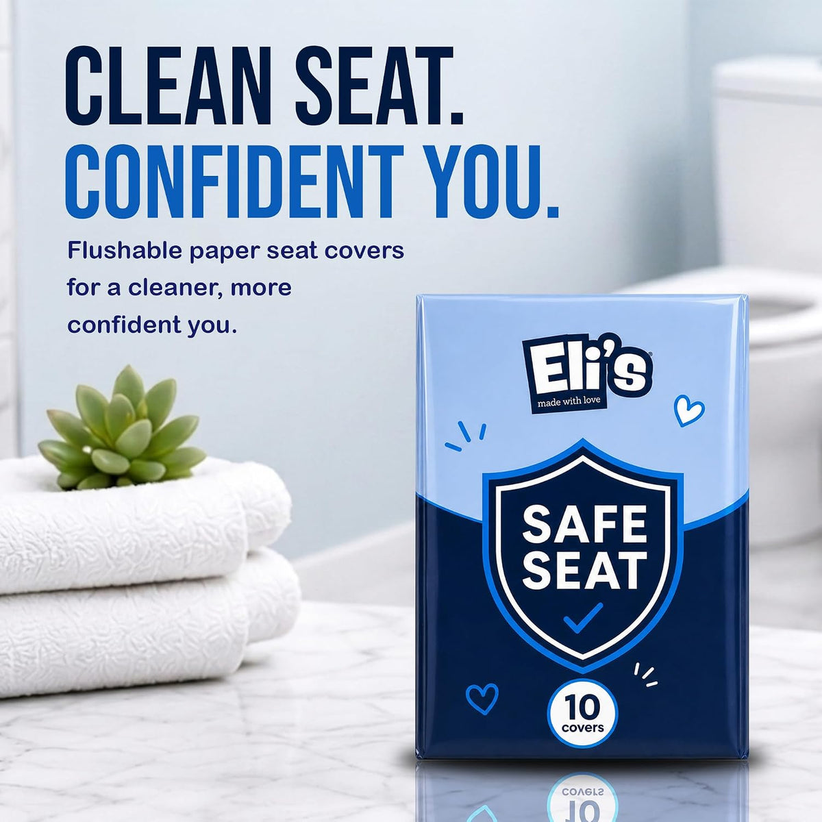 Eli with Love XL Flushable Toilet Seat Covers (60 Covers) - Discreet Travel Toilet Seat Covers - Disposable Toilet Seat Covers for Kids & Adults, Travel Essentials for Restrooms, Airplane & Trips
