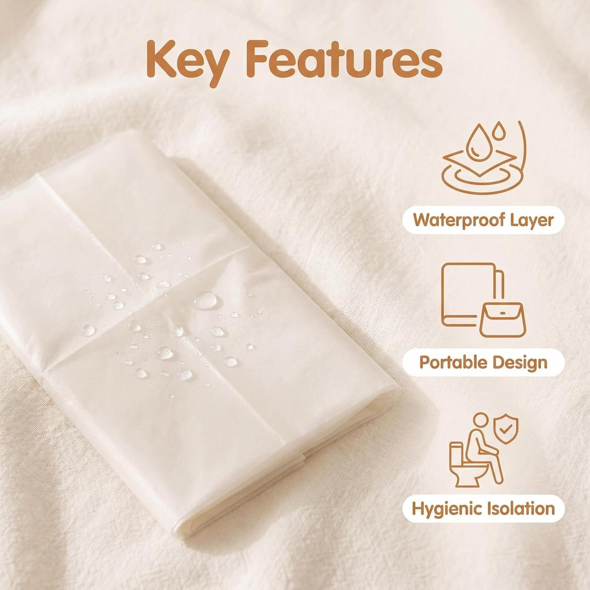 10 PCS Disposable Toilet Seat Covers, Waterproof Portable Toilet Seat Pads, Individually Wrapped Soft Breathable Sanitary Cushion for Travel, Hotel, Camping,Public Restroom, Universal Fit
