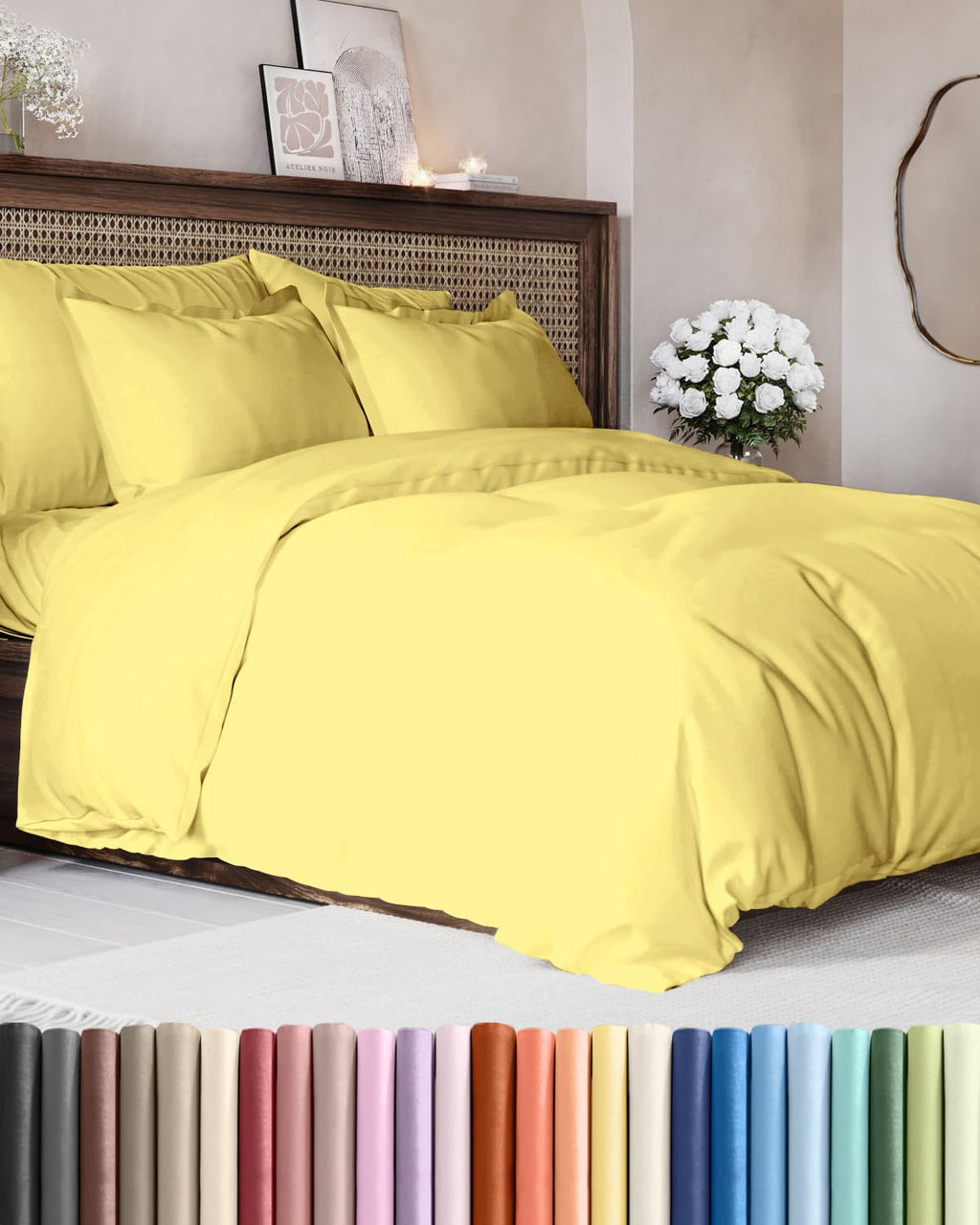 Duvet Cover King Size - Extra Soft 3 Piece with Zipper Closure - White