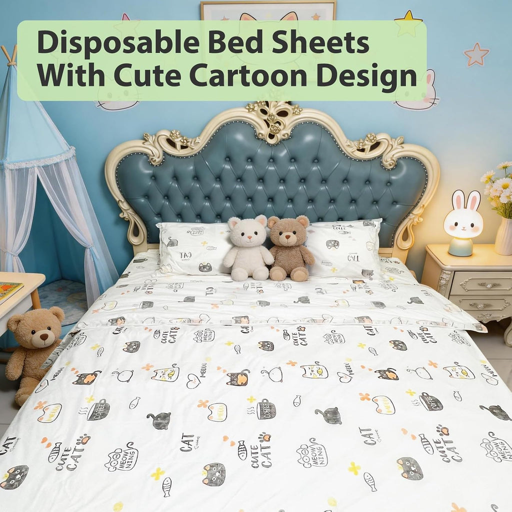 4PCS Disposable Bed Sheets Portable Disposable Bed Sheet for Hotel