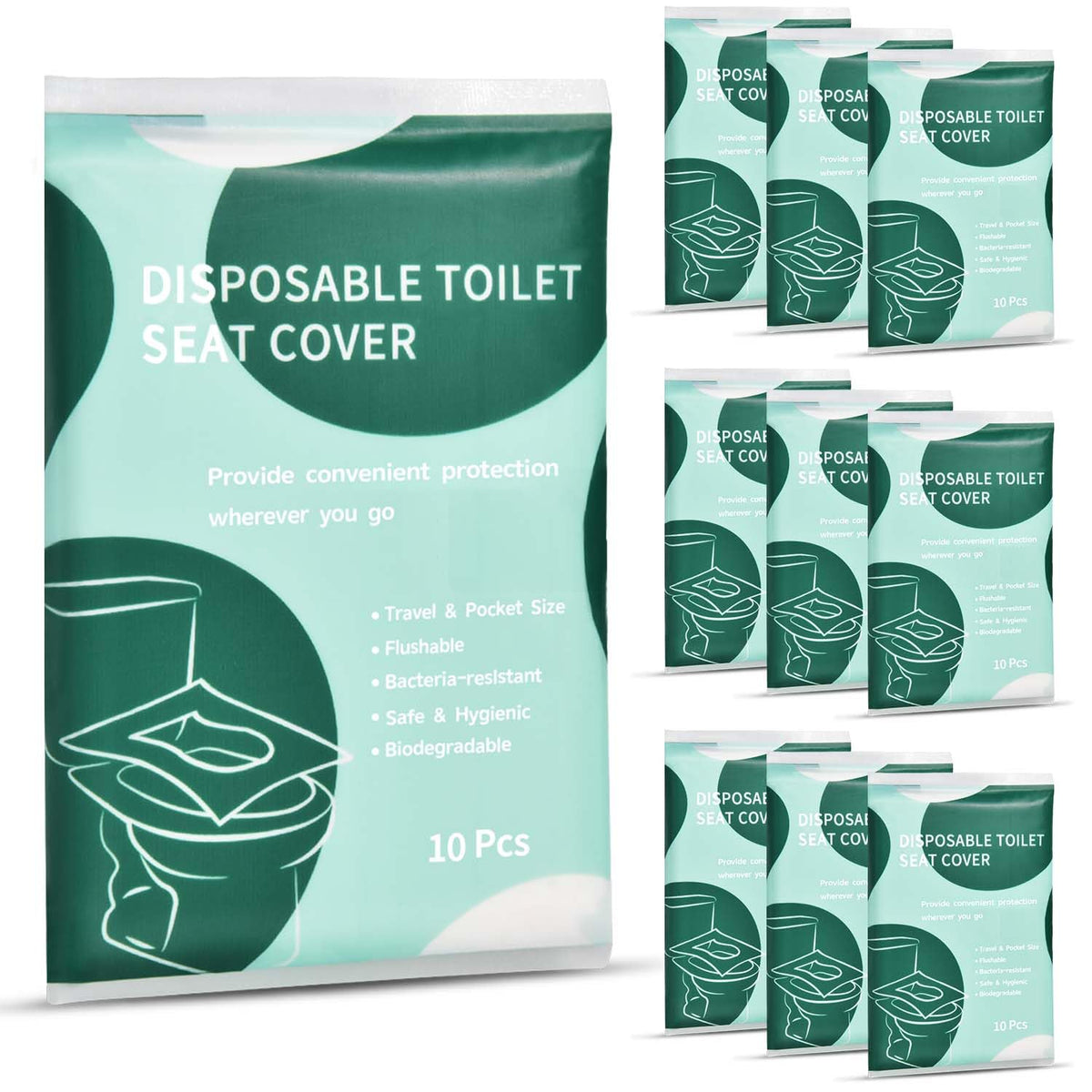 KISEER 60 Pcs Disposable Flushable Paper Toilet Seat Covers Travel Supplies Essentials for Airplane, Public Restrooms, Bathroom, Hotels, Camping, Kids or Adults