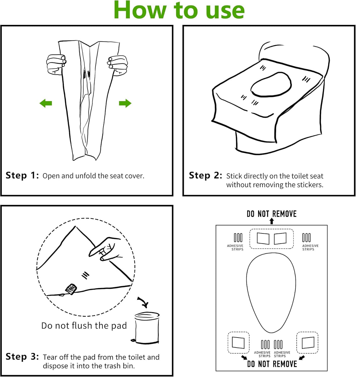 Disposable Toilet Seat Covers - 70-Pack Waterproof XL Travel Pack