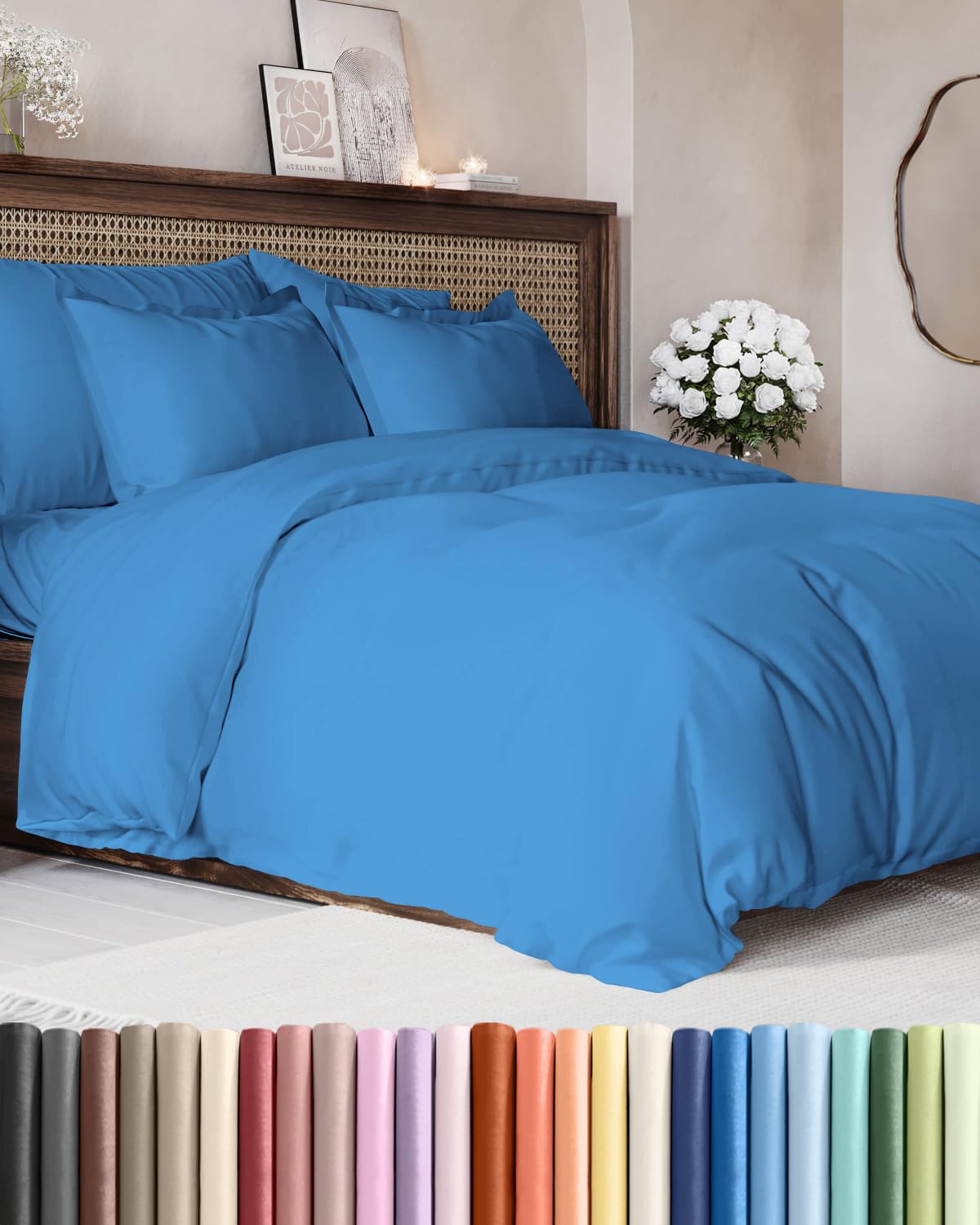 Duvet Cover King Size - Extra Soft 3 Piece with Zipper Closure - White