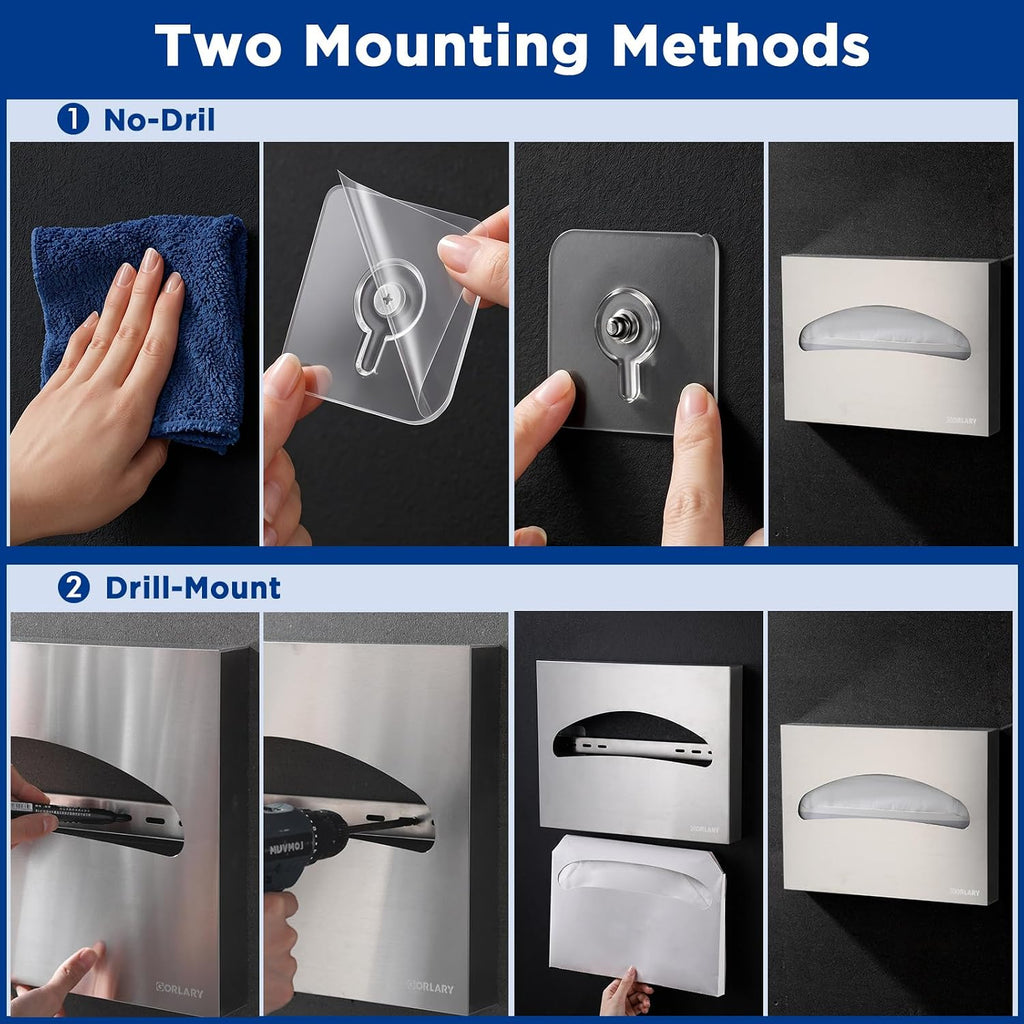 Gorlary Commercial Toilet Seat Cover Dispenser Wall Mount, Self-Adhensive