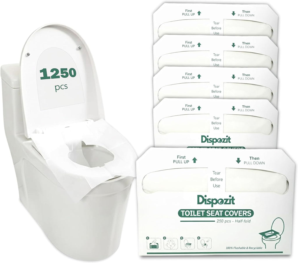 1250 Pcs Flushable Toilet Seat Covers for Hotel, Business, and Commercial