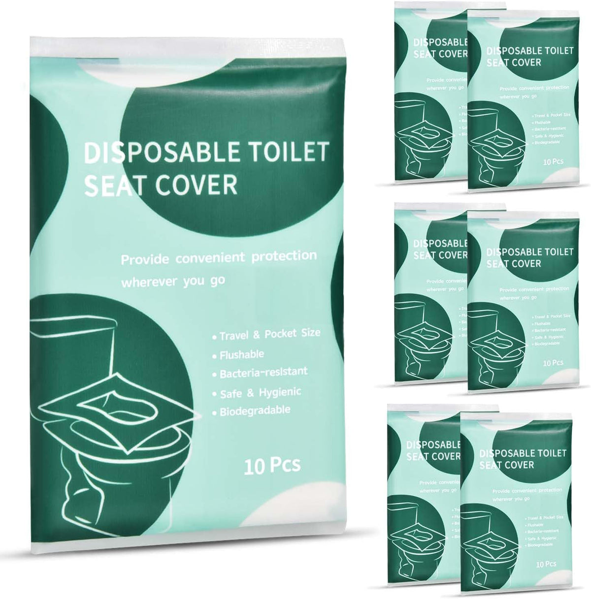 KISEER 60 Pcs Disposable Flushable Paper Toilet Seat Covers Travel Supplies Essentials for Airplane, Public Restrooms, Bathroom, Hotels, Camping, Kids or Adults