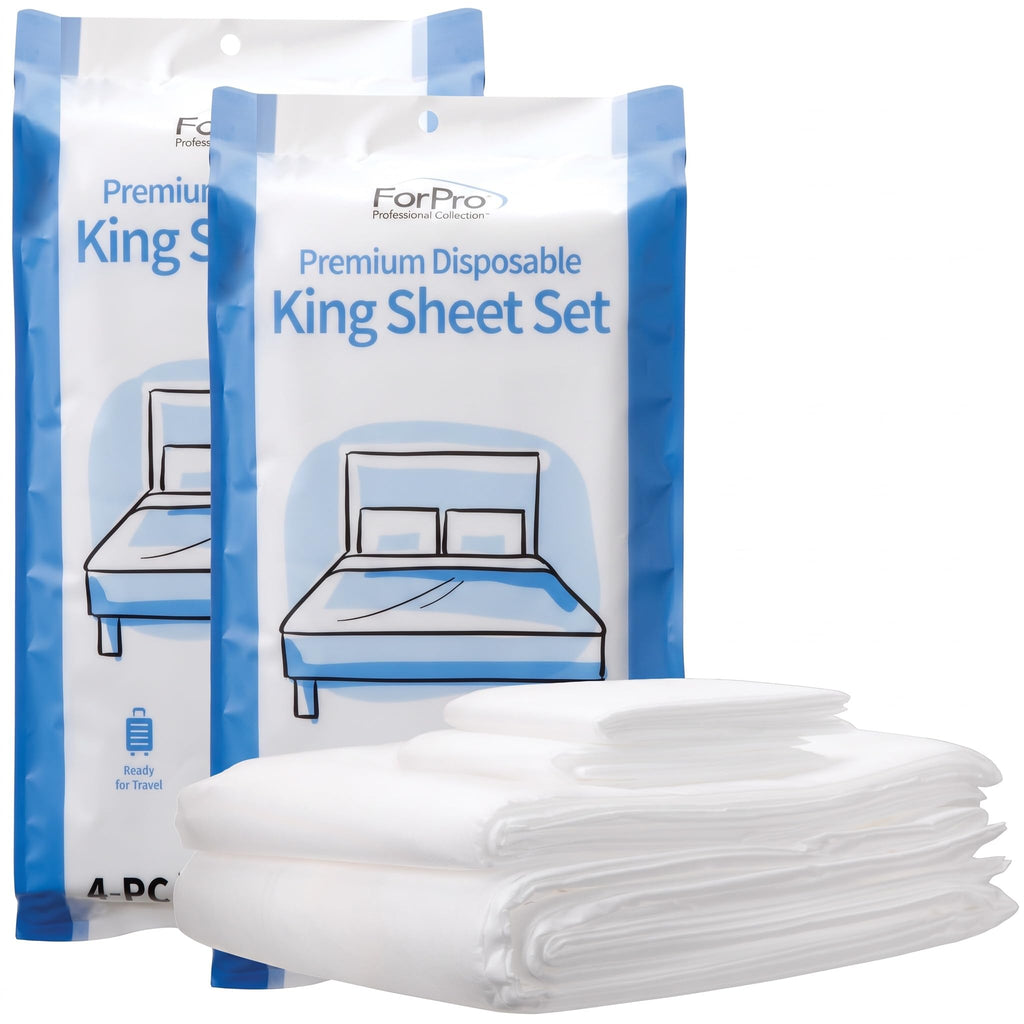 ForPro Premium Disposable Sheet Set, 4-PC King Size Bedding, White