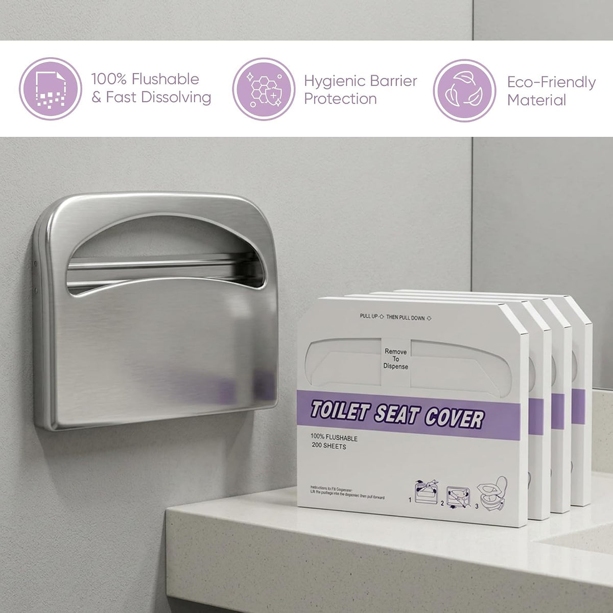 ZENOVA Toilet Seat Covers Disposable Flushable(250x4Packs, 1000Pcs) - Large Size 14.7x16.7" (Half-Fold) Toilet Seat Cover - Paper Liners for Restroom, Bathroom, Kids Potty Training