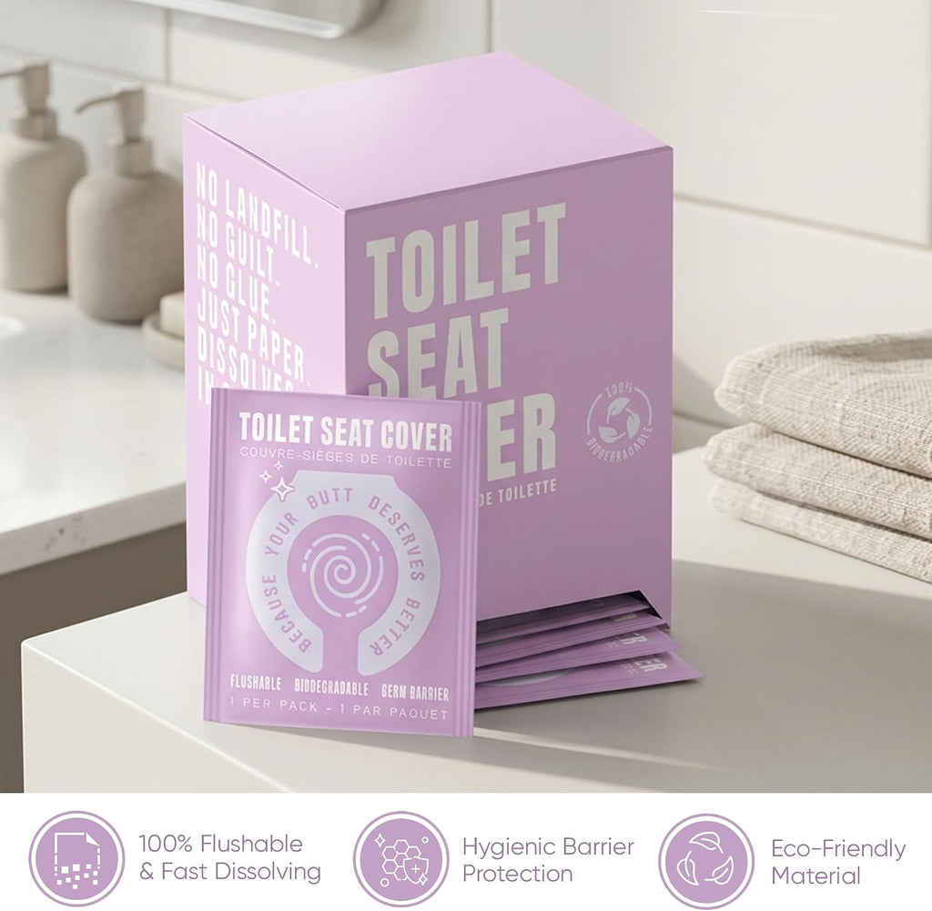 Toilet Seat Covers Disposable Flushable 25 Pack - Extra Large (16.5 x 22”) - Thick Individually Wrapped Toilet Seat Cover for Travel & Public Bathroom - Premium Quality, Convenient and Hygienic