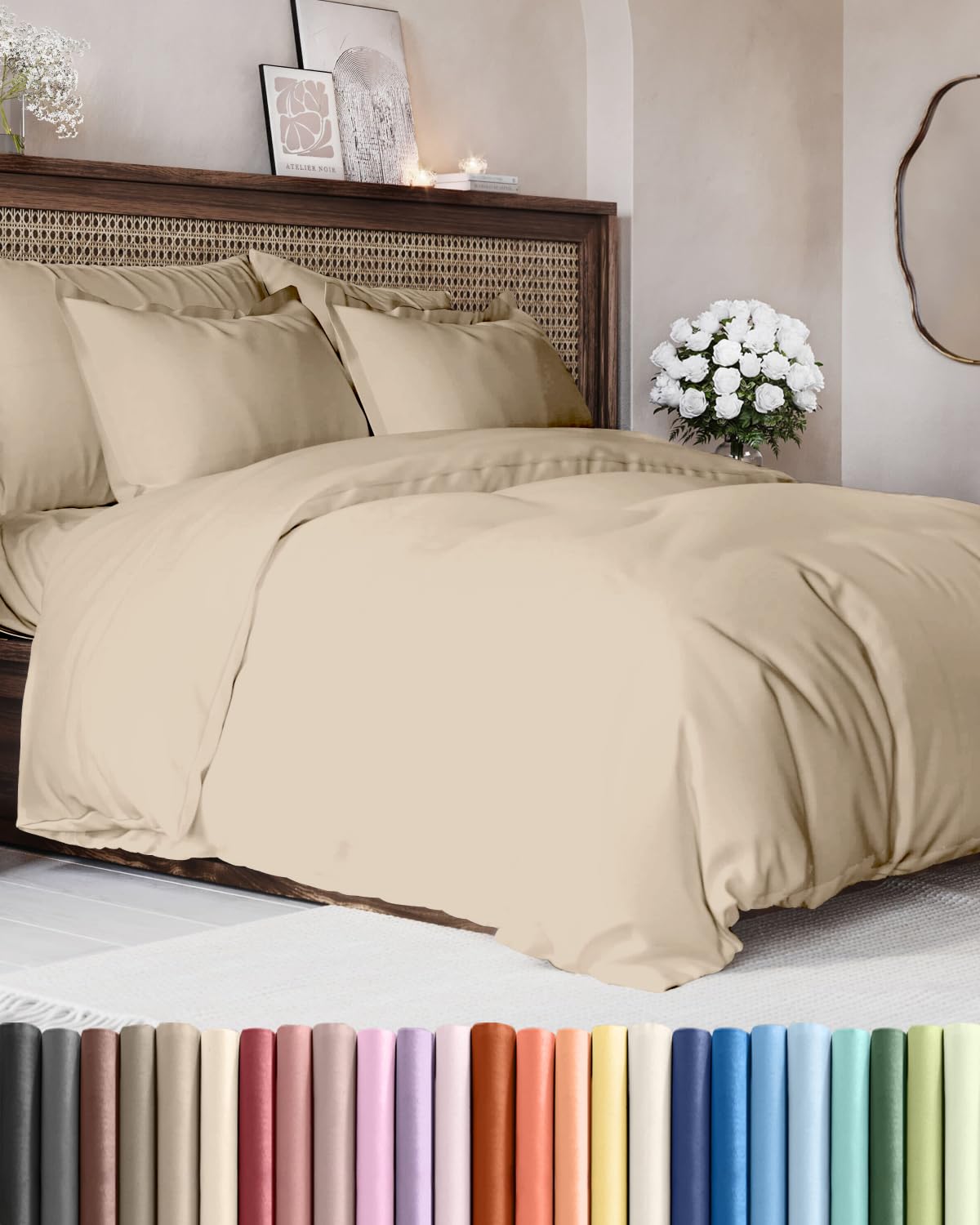 Duvet Cover King Size - Extra Soft 3 Piece with Zipper Closure - White