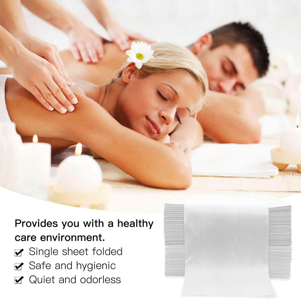 100PCS Disposable Bed Sheets, Disposable Massage Table Sheets, Disposable Bed Covers for SPA Lash Wax Tattoo Salon, Non Woven Fabric, 71" x 31" White