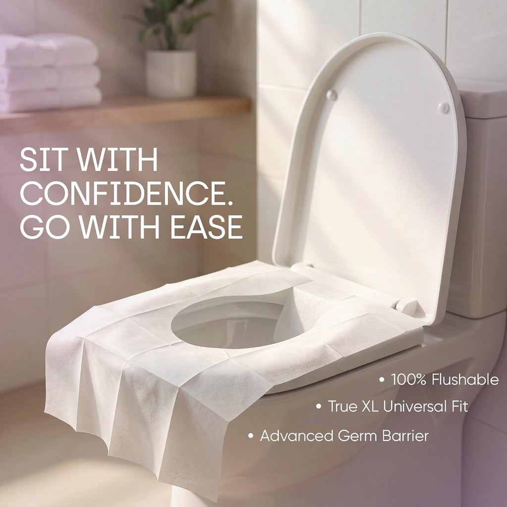 Toilet Seat Covers Disposable Flushable 25 Pack - Extra Large (16.5 x 22”) - Thick Individually Wrapped Toilet Seat Cover for Travel & Public Bathroom - Premium Quality, Convenient and Hygienic