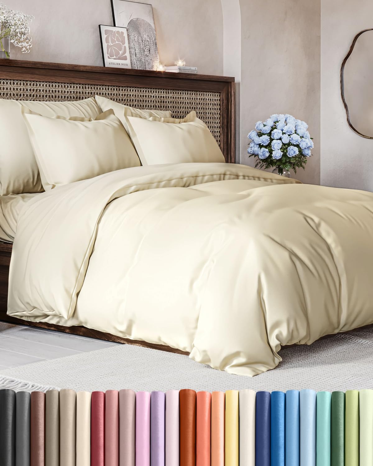 Duvet Cover King Size - Extra Soft 3 Piece with Zipper Closure - White
