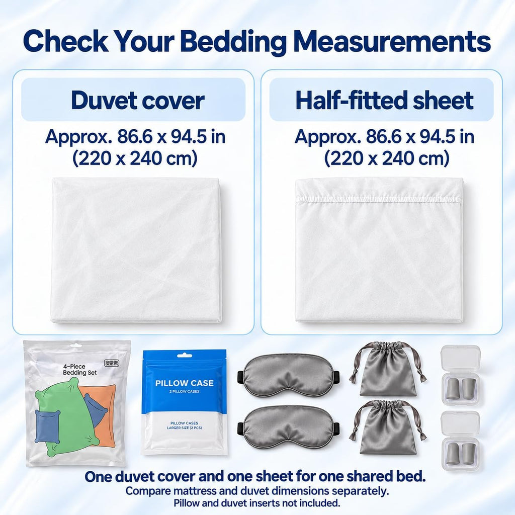 14-Piece Disposable Travel Bedding Set with Sleep Accessories for Two