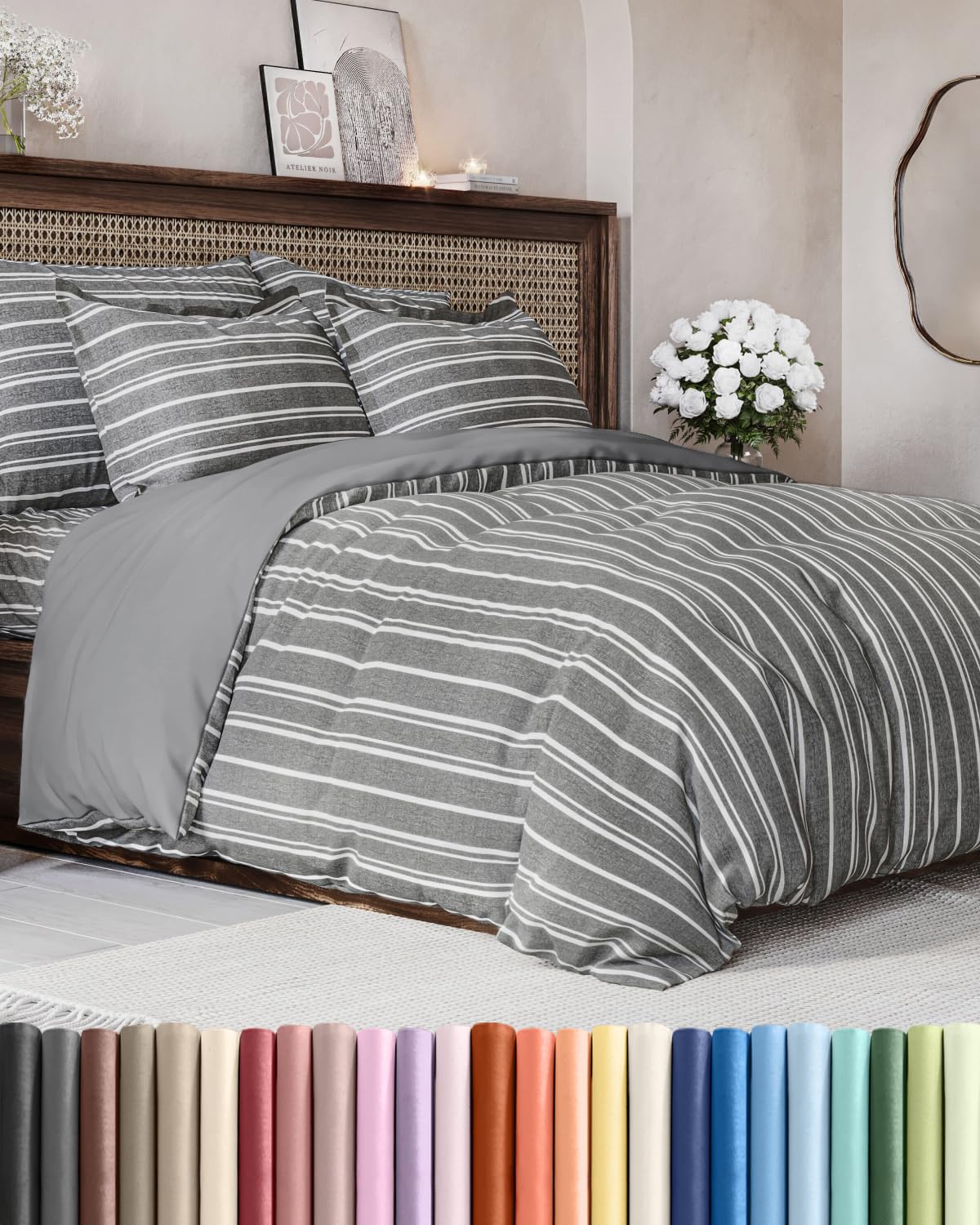 Duvet Cover King Size - Extra Soft 3 Piece with Zipper Closure - White