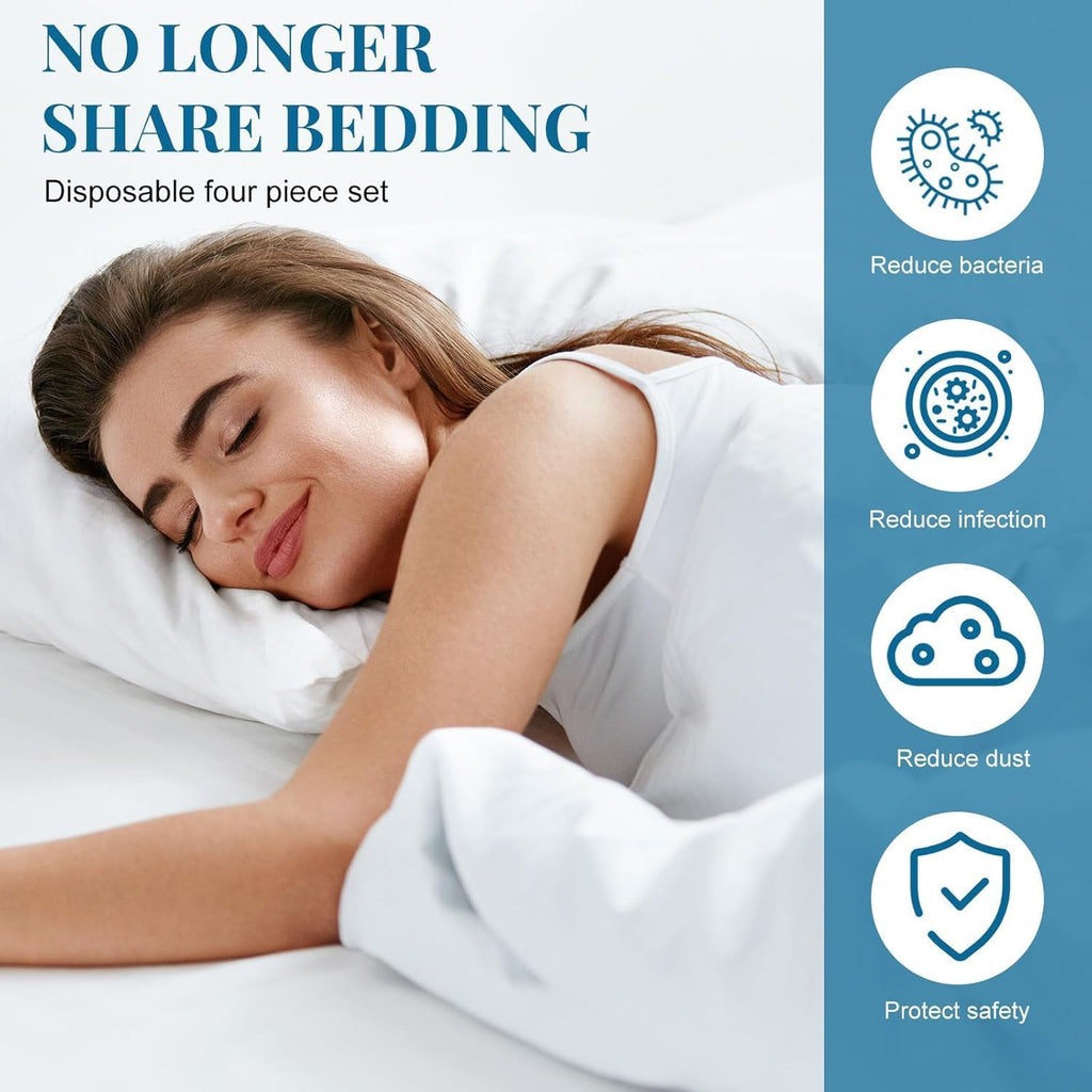 Disposable Sheet Set, 4-PC Thick Large Travel Bed Set (1)