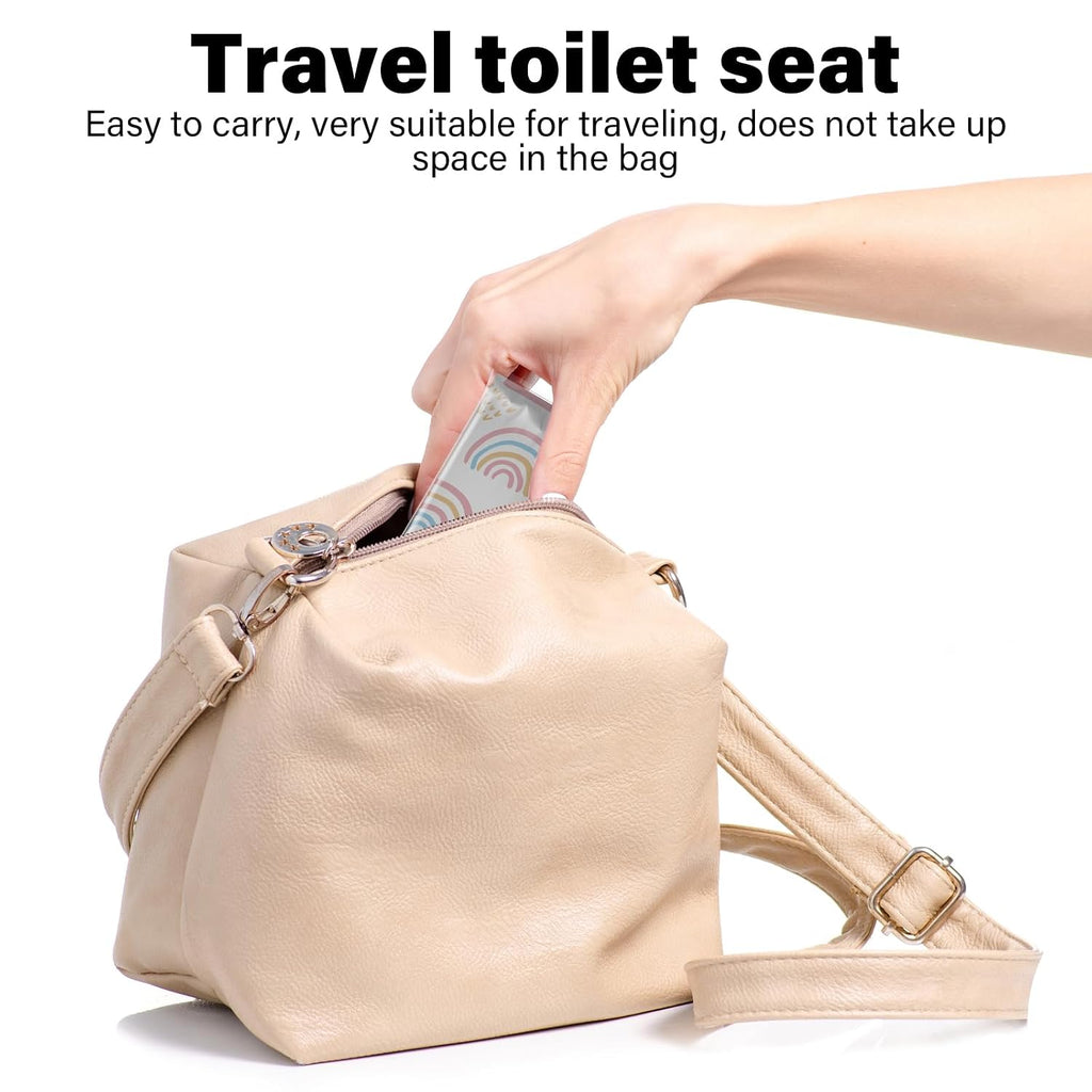60 Pack Toilet Seat Covers Disposable, Extra Large Waterproof Toilet Cover for Toddlers & Adults, Individually Wrapped Travel Essential Portable Potty Training in Public Restrooms, Trip - Rainbow