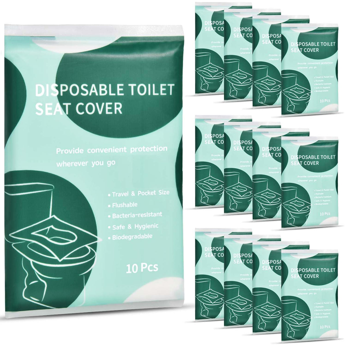 KISEER 60 Pcs Disposable Flushable Paper Toilet Seat Covers Travel Supplies Essentials for Airplane, Public Restrooms, Bathroom, Hotels, Camping, Kids or Adults