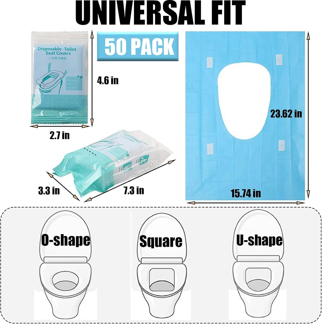 Rgqphantom 50 Pack Toilet Seat Covers Disposable 16x24 Inch XL (50, Blue)