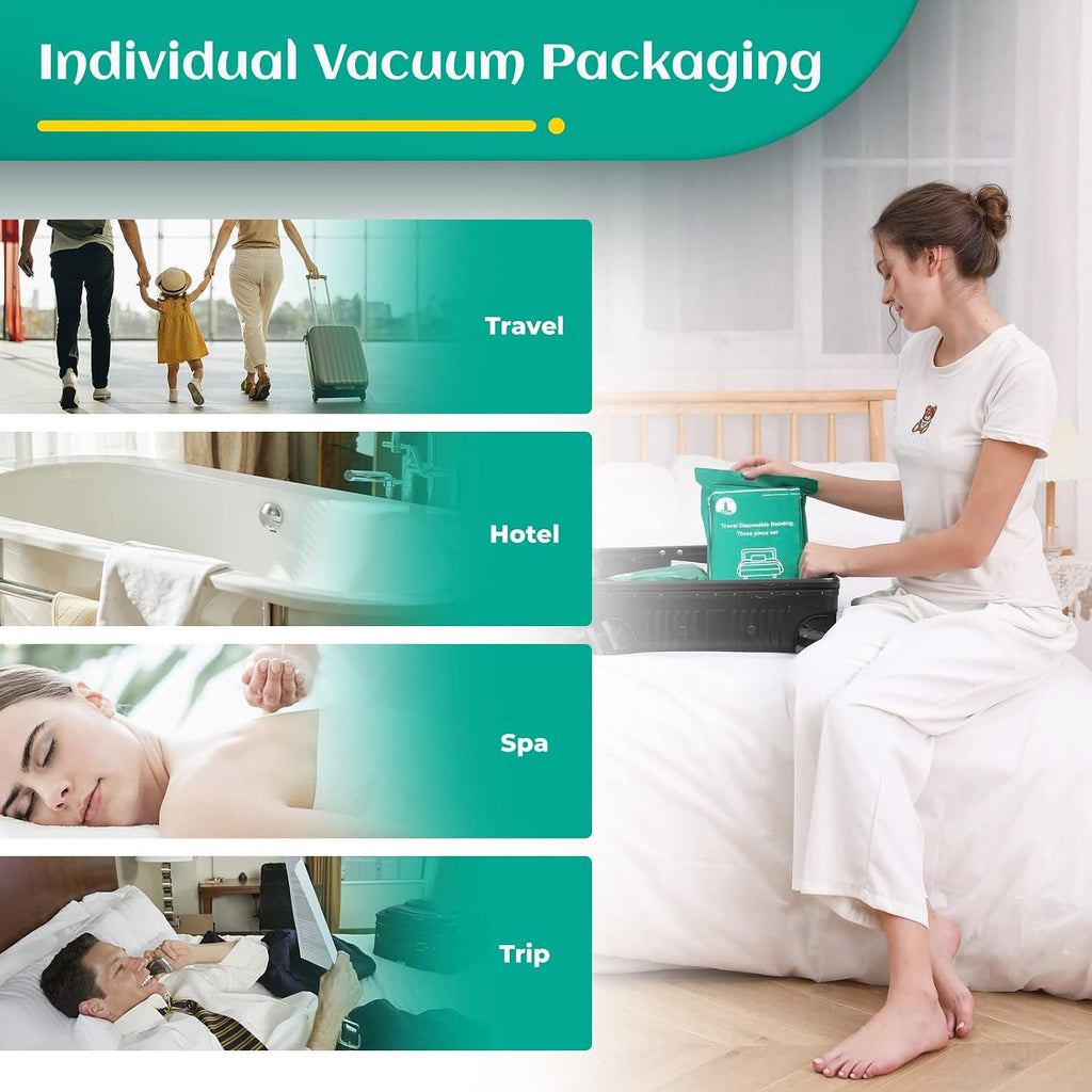 Travel Essentials Disposable Bed Sheets Set for Hotel