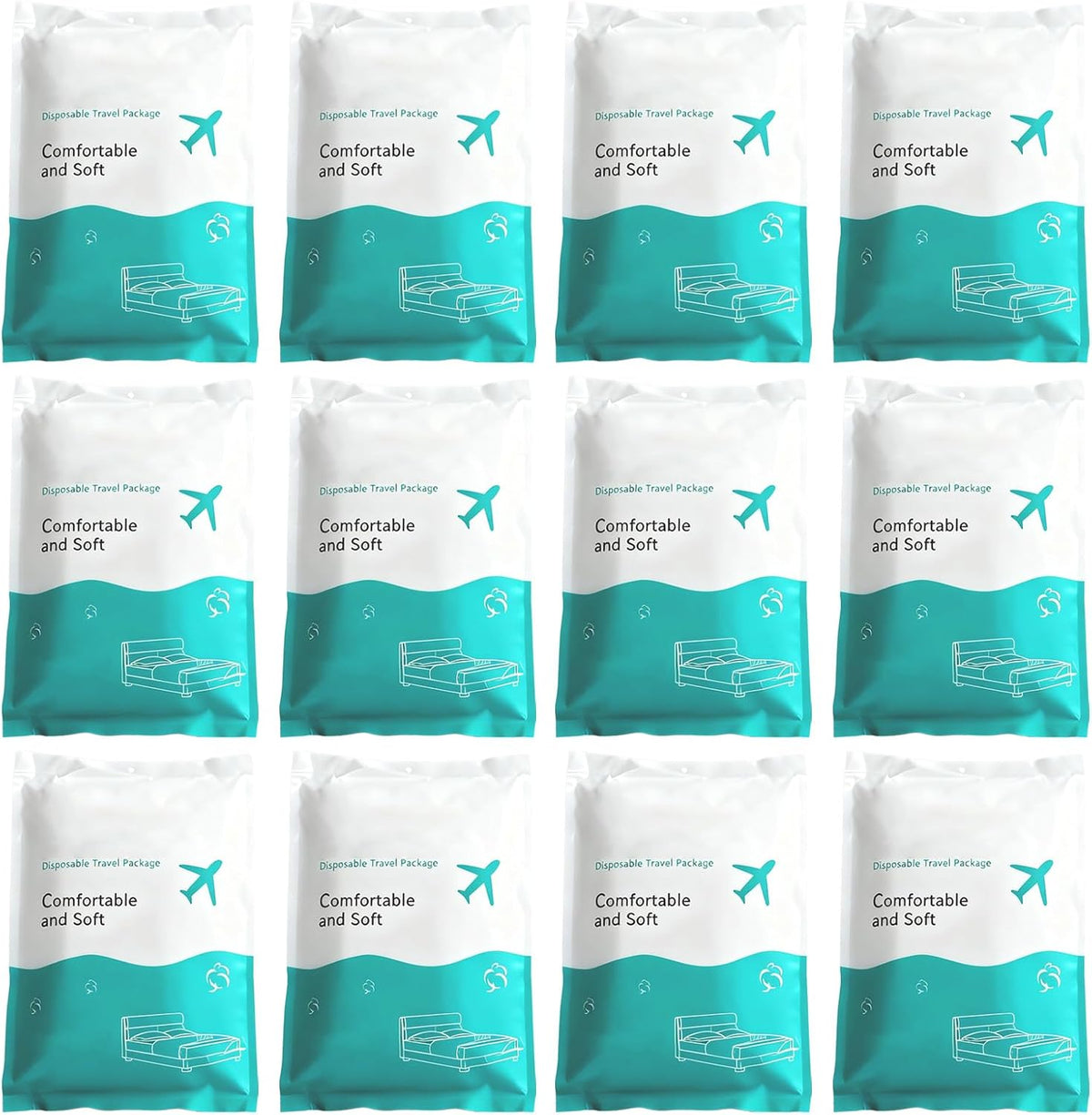 12 Sets Disposable Bed Sheets Include Quilt Cover Pillowcases Bed Sheets Portable Soft White Cover for Hospital Hotel Business Trip Spa Travel