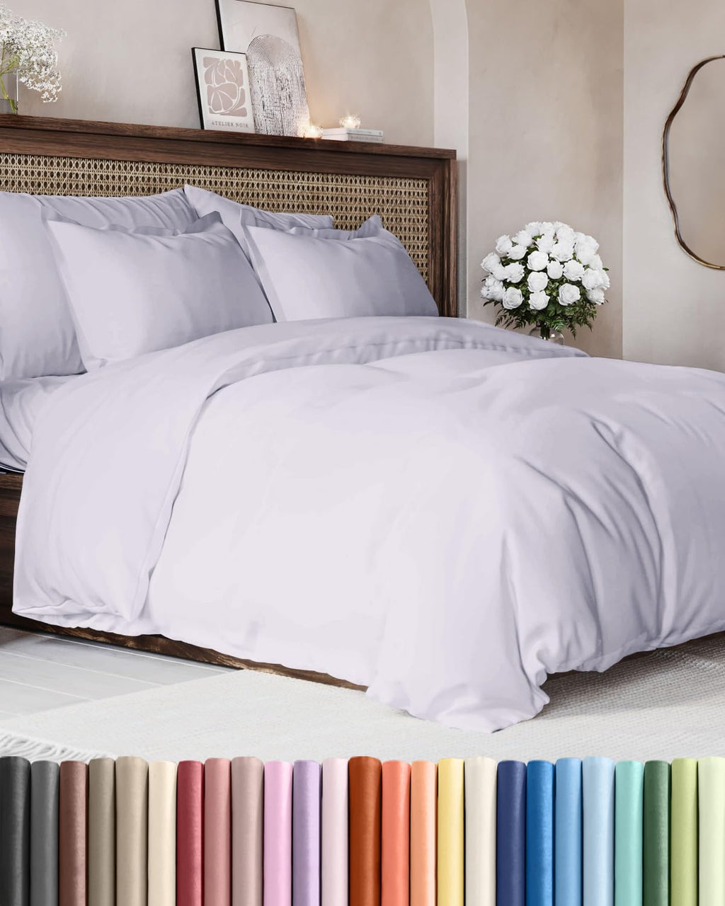 Duvet Cover King Size - Extra Soft 3 Piece with Zipper Closure - White