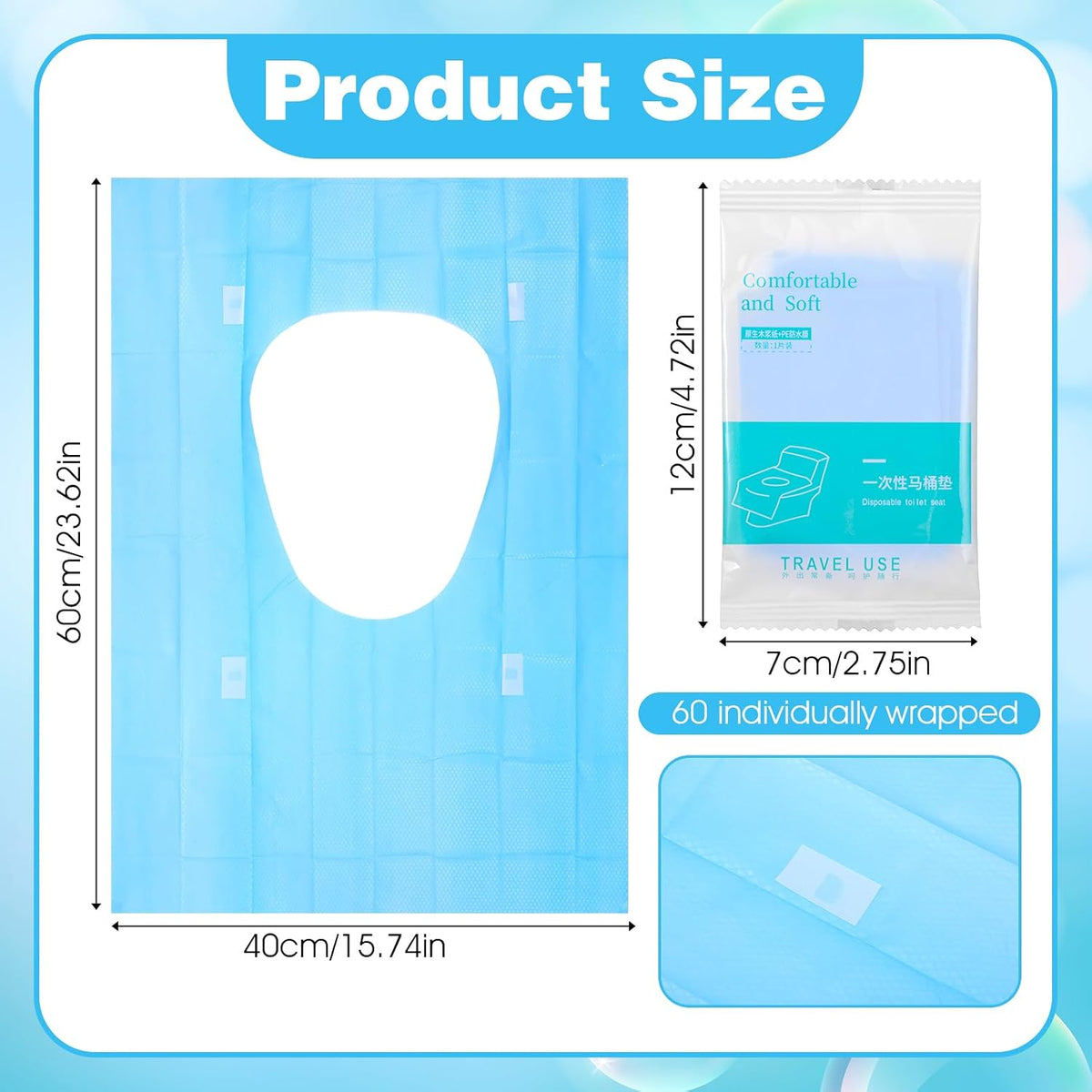 100 Pack Disposable Toilet Seat Covers 16x24 Inch Travel Toilet Covers