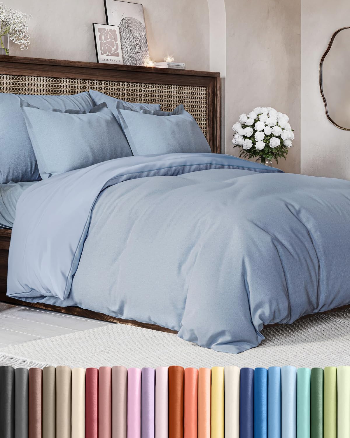 Duvet Cover King Size - Extra Soft 3 Piece with Zipper Closure - White
