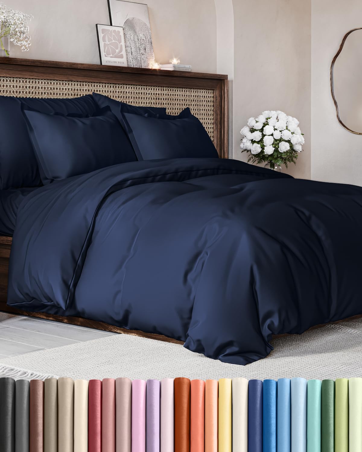 Duvet Cover King Size - Extra Soft 3 Piece with Zipper Closure - White