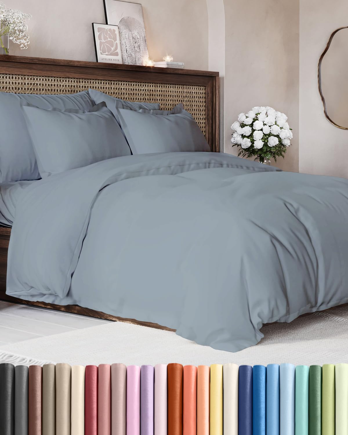 Duvet Cover King Size - Extra Soft 3 Piece with Zipper Closure - White