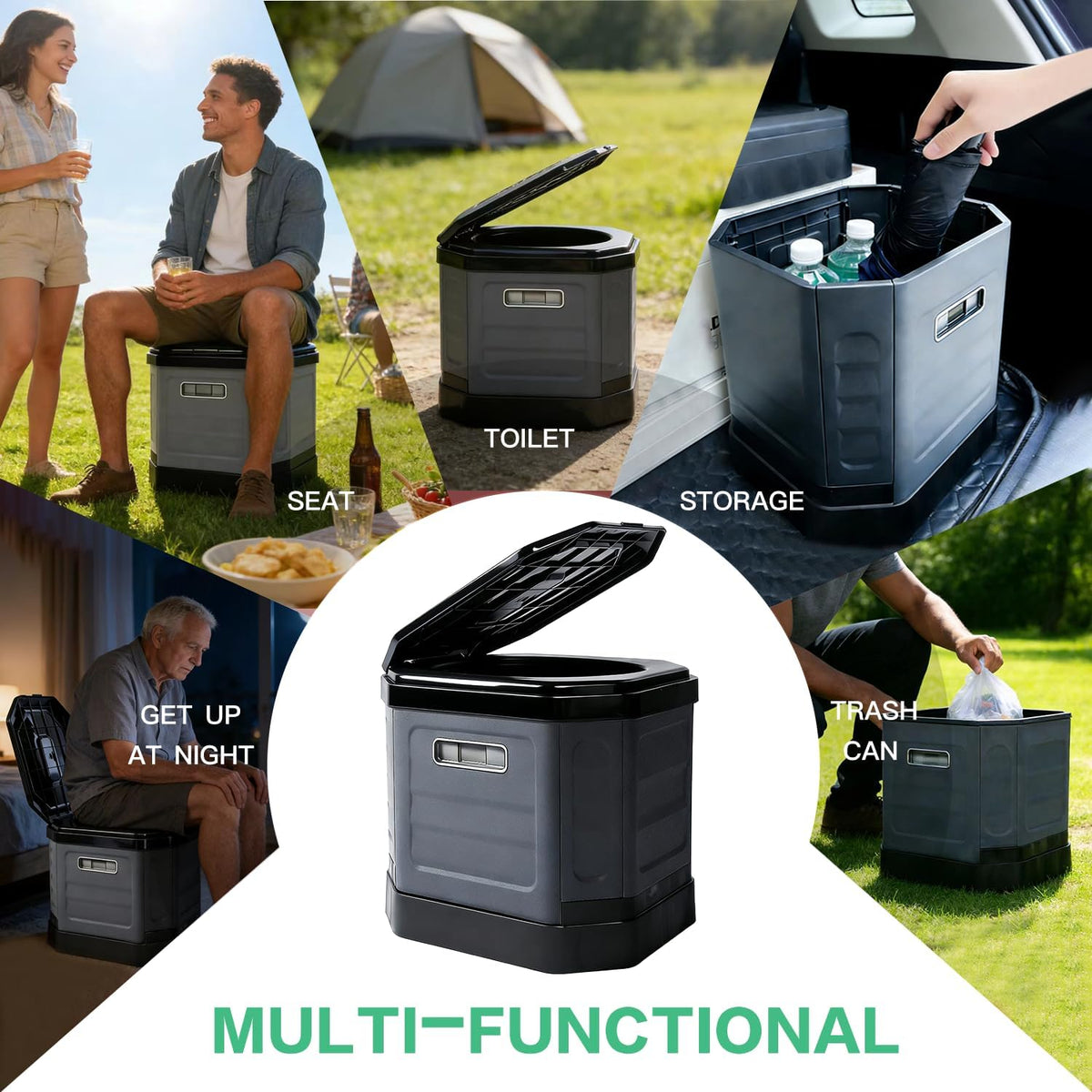 Camping Toilet for Adults - Portable Folding Toilet with Lid,Travel Portable Potty for Adults,Porta Potty Car Portable Potty