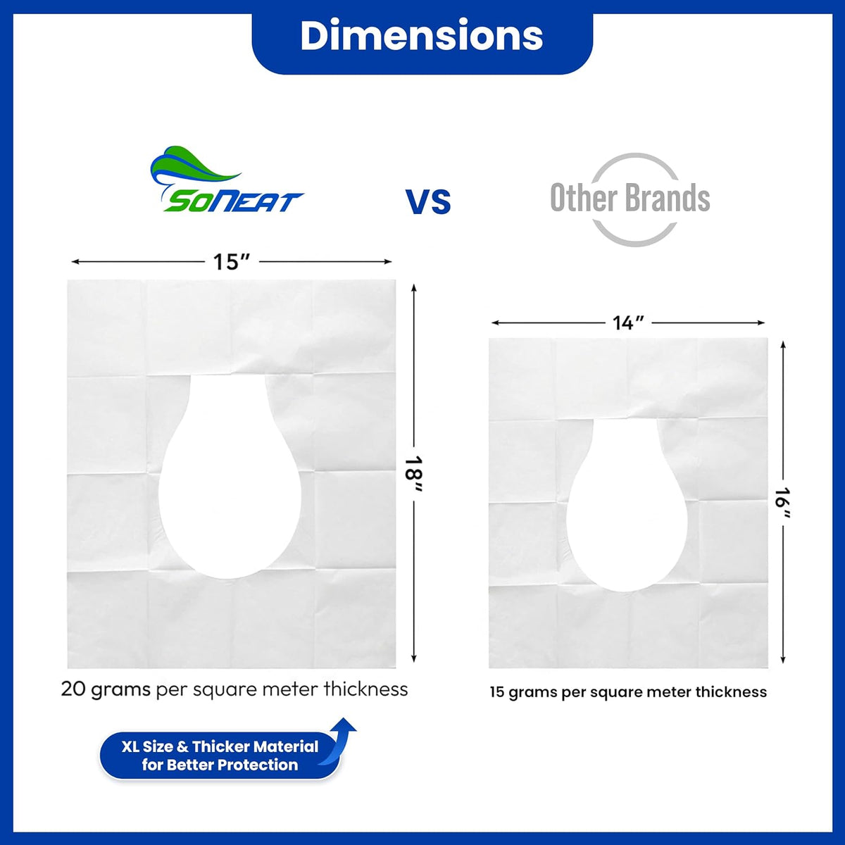 Disposable Toilet Seat Covers Flushable XL 50 Pack – Adults & Kids Potty Training Travel Toilet Seat Cover – 100% Biodegradable Public Restroom Protection for Airplane, Camping, Festivals
