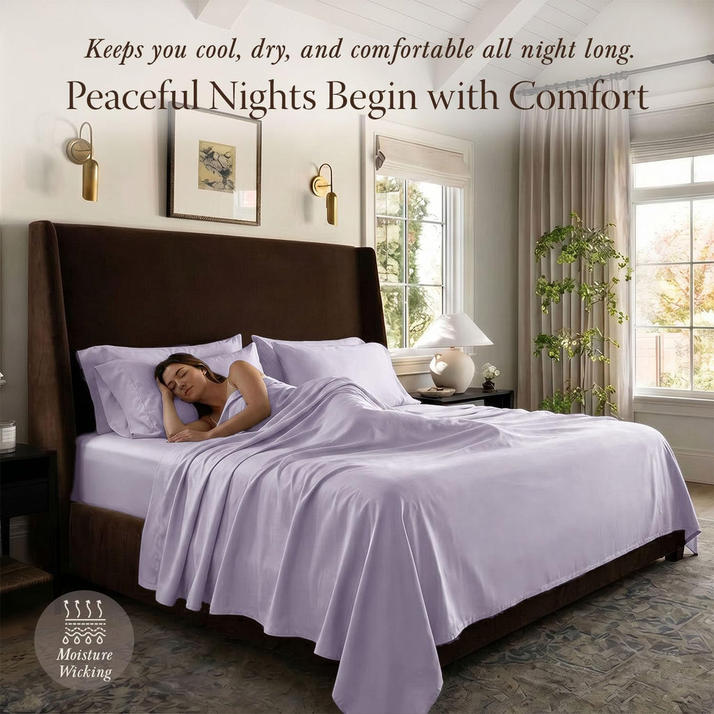 Threadmill 400 Thread Count Egyptian Cotton Full Sheet Set, Sateen, Lilac