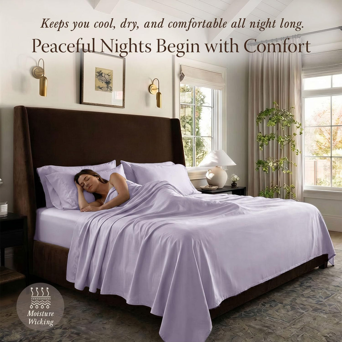 Threadmill 400 Thread Count Egyptian Cotton Full Sheet Set, Sateen, Lilac