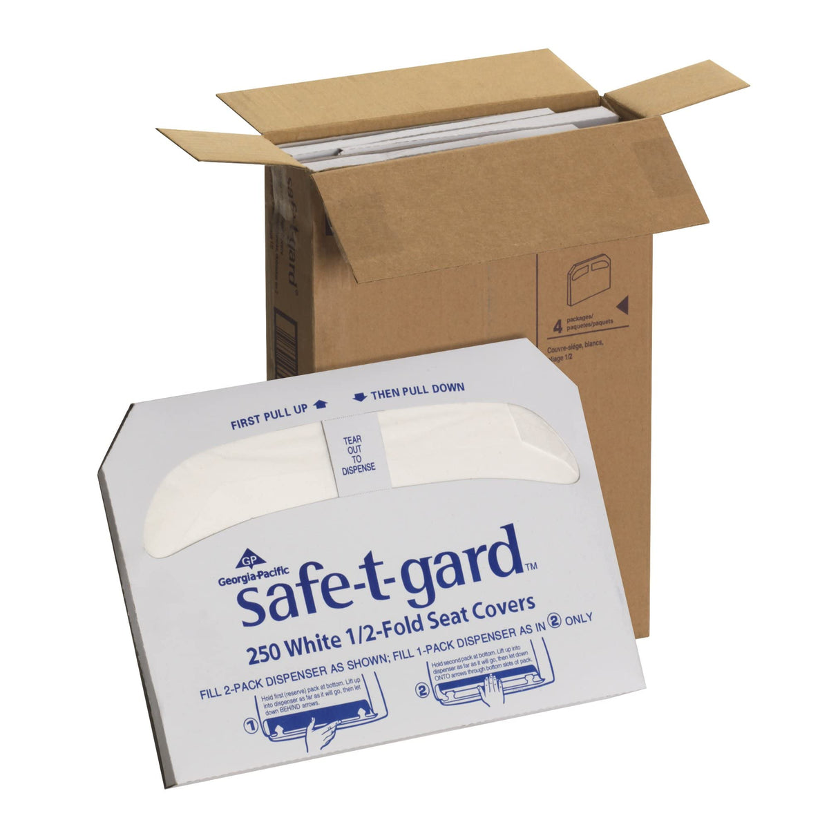 Georgia-Pacific Pacific Blue Basic Disposable Toilet Seat Covers by GP PRO (Georgia-Pacific), 1/2 Fold, 47046, 250 Covers Per Pack, 20 Packs Per Case, White