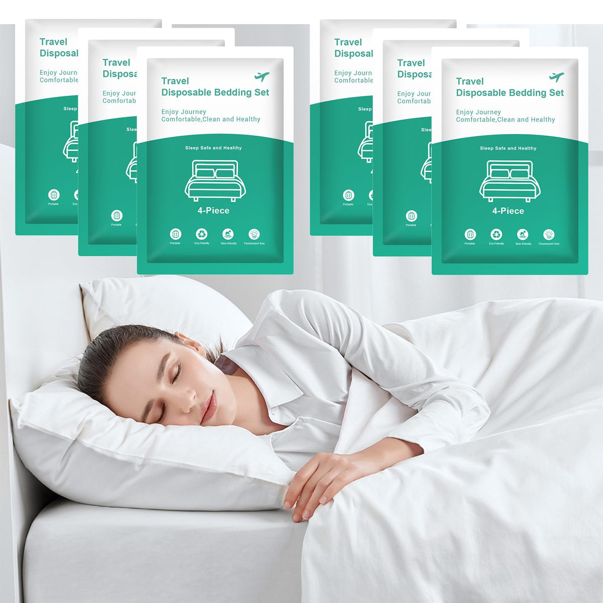 4 Pack Disposable Bed Sheets for Travel Queen Size