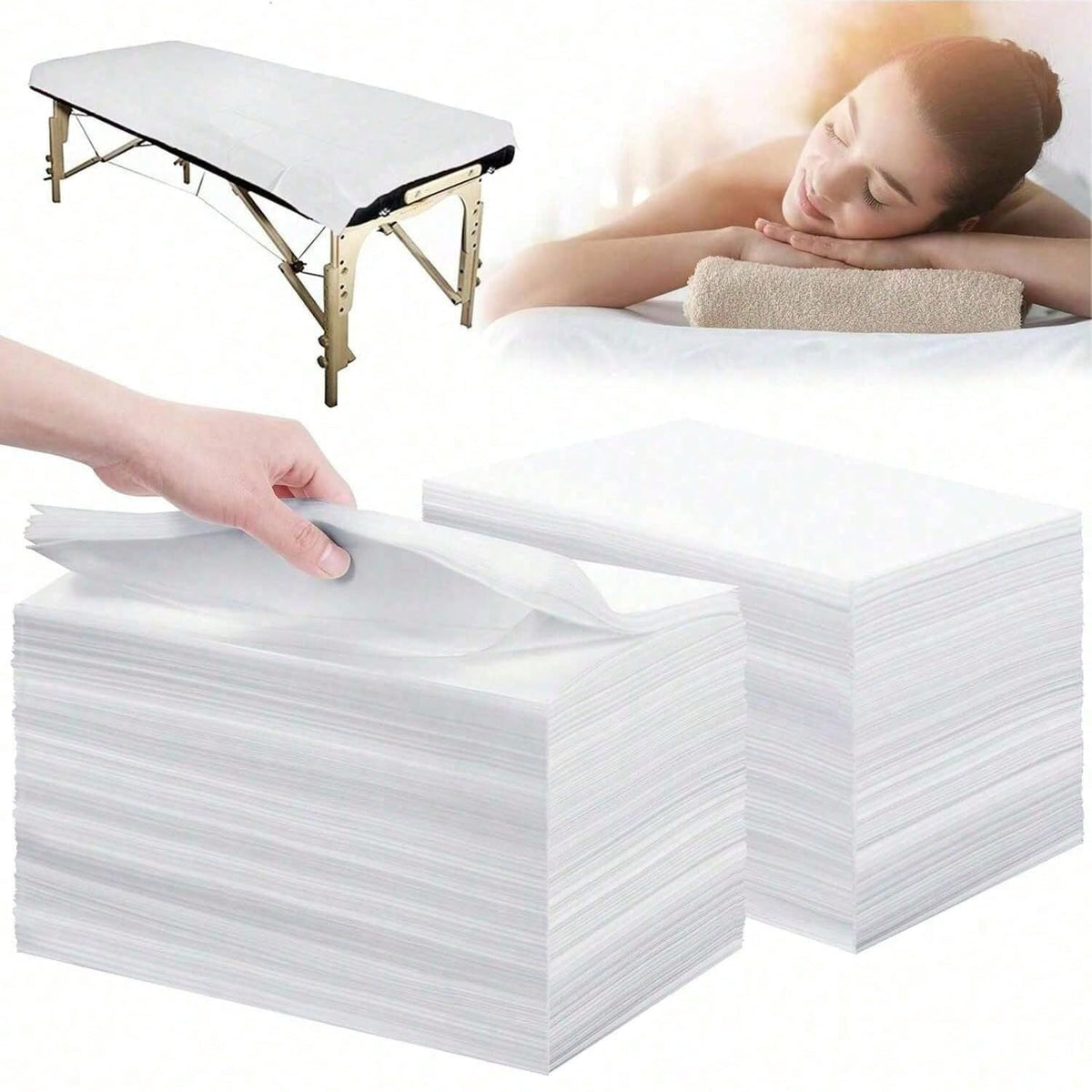 Disposable Bed Sheets 100pcs Disposable Non-Woven Bed Sheets SPA Fabric Massage Table Sheet Duvet Cover for Travel SPA Tattoo Hotel Salon, 31.5x71in White/Pink/Blue (Pink)