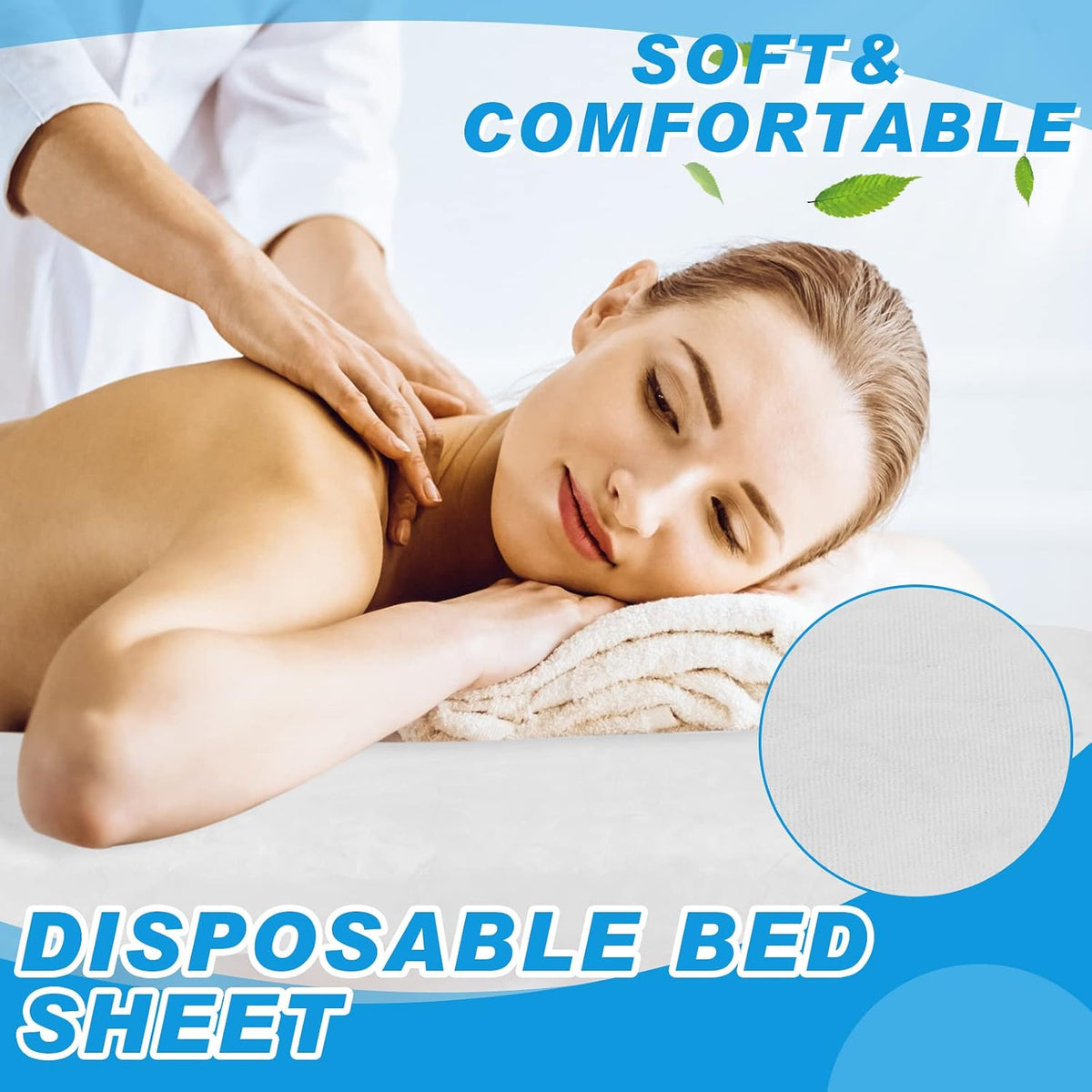 Oudain 50 Pcs 39 x 87'' Disposable Fitted Sheets with Elastic, White