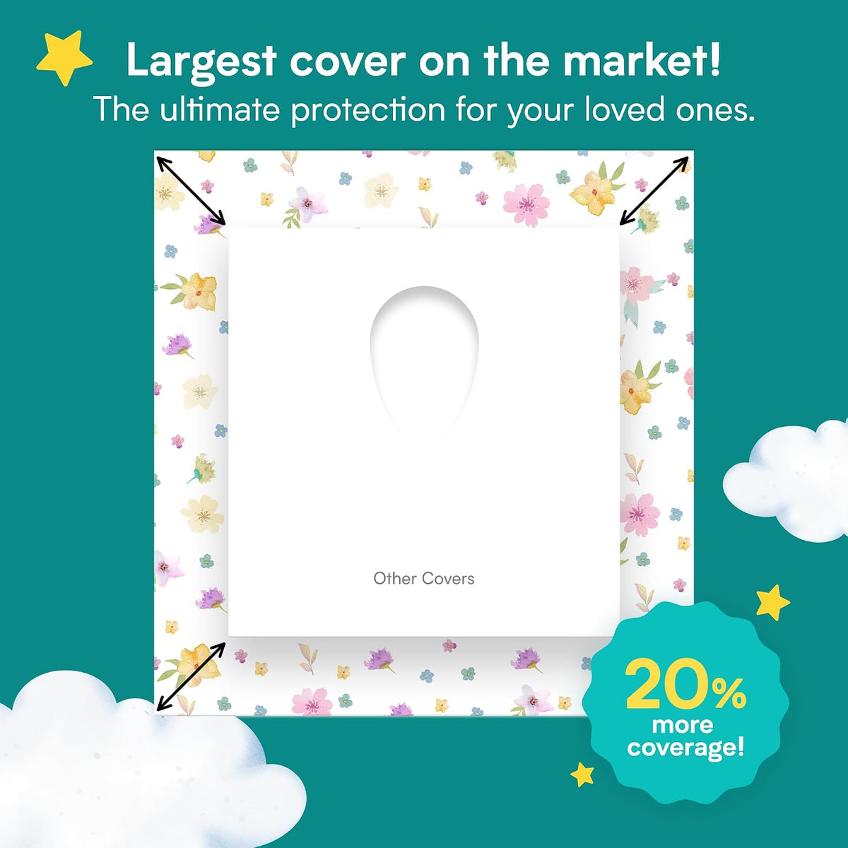 Eli with Love 40 Extra Large Disposable Toilet Seat Cover by Eli with Love – Toddler Toilet Covers for Full Coverage On Toilet or Potty – Ideal Travel Toilet Seat Covers for Kids and Adults (Floral)