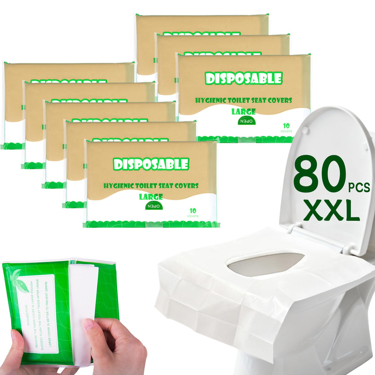 Toilet Seat Covers Flushable XXL 50 Pcs for Adults Kids