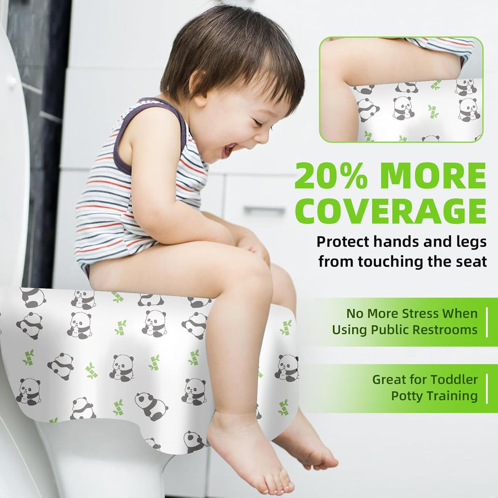Upgraded Disposable Toilet Seat Covers (20 Pack) - Waterproof, Cute Panda Print, Travel-Friendly Individual Packs, Suitable for Kids & Adults, Perfect for Toddlers’ Potty Training in Public Restrooms